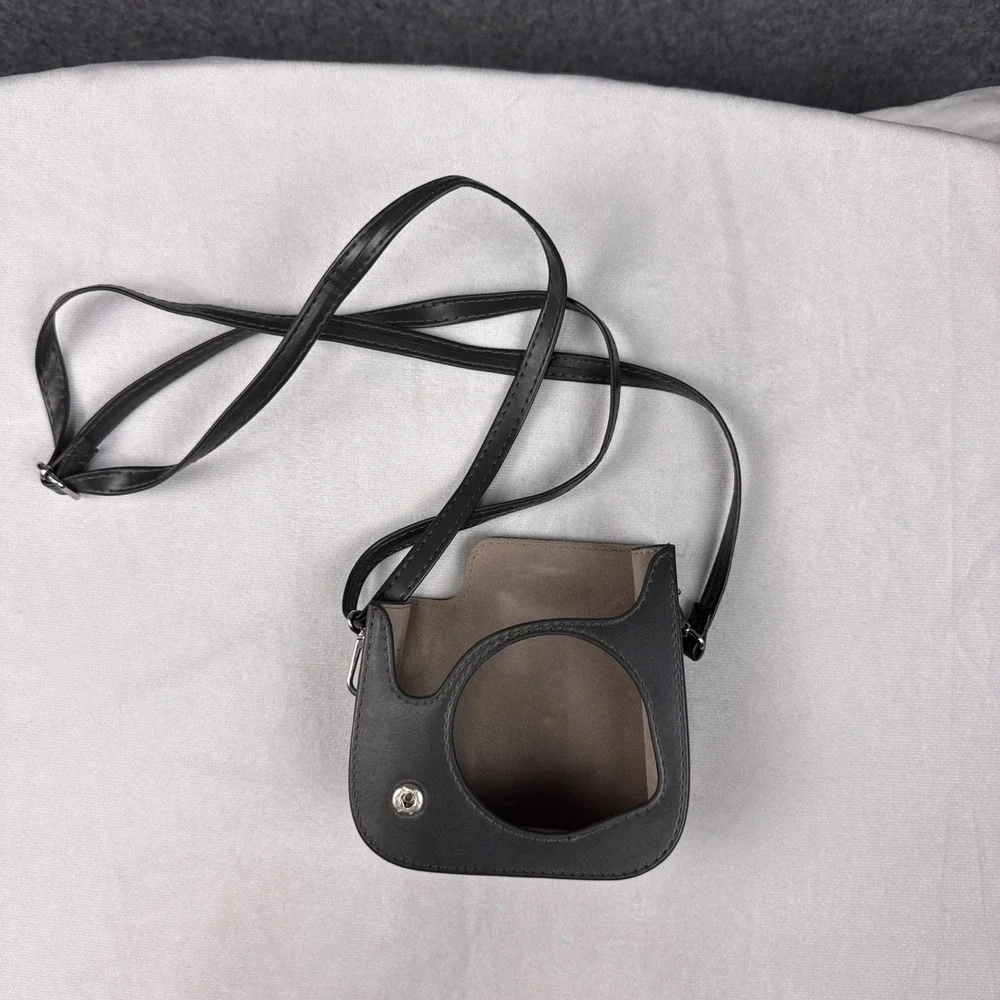 Fujifilm Faux Leather Camera Crossbody Bag Small Black Minimalist Adjustable